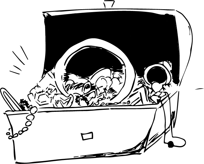 Book illustration of a chest containing the Kara